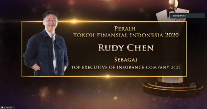 CEO Asuransi Astra Rudy Chen menjadi peraih Tokoh Finansial Indonesia 2020 sebagai Top Executive of Insurance Company yang diadakan secara virtual oleh Majalah Investor dan Berita Satu News Channel.