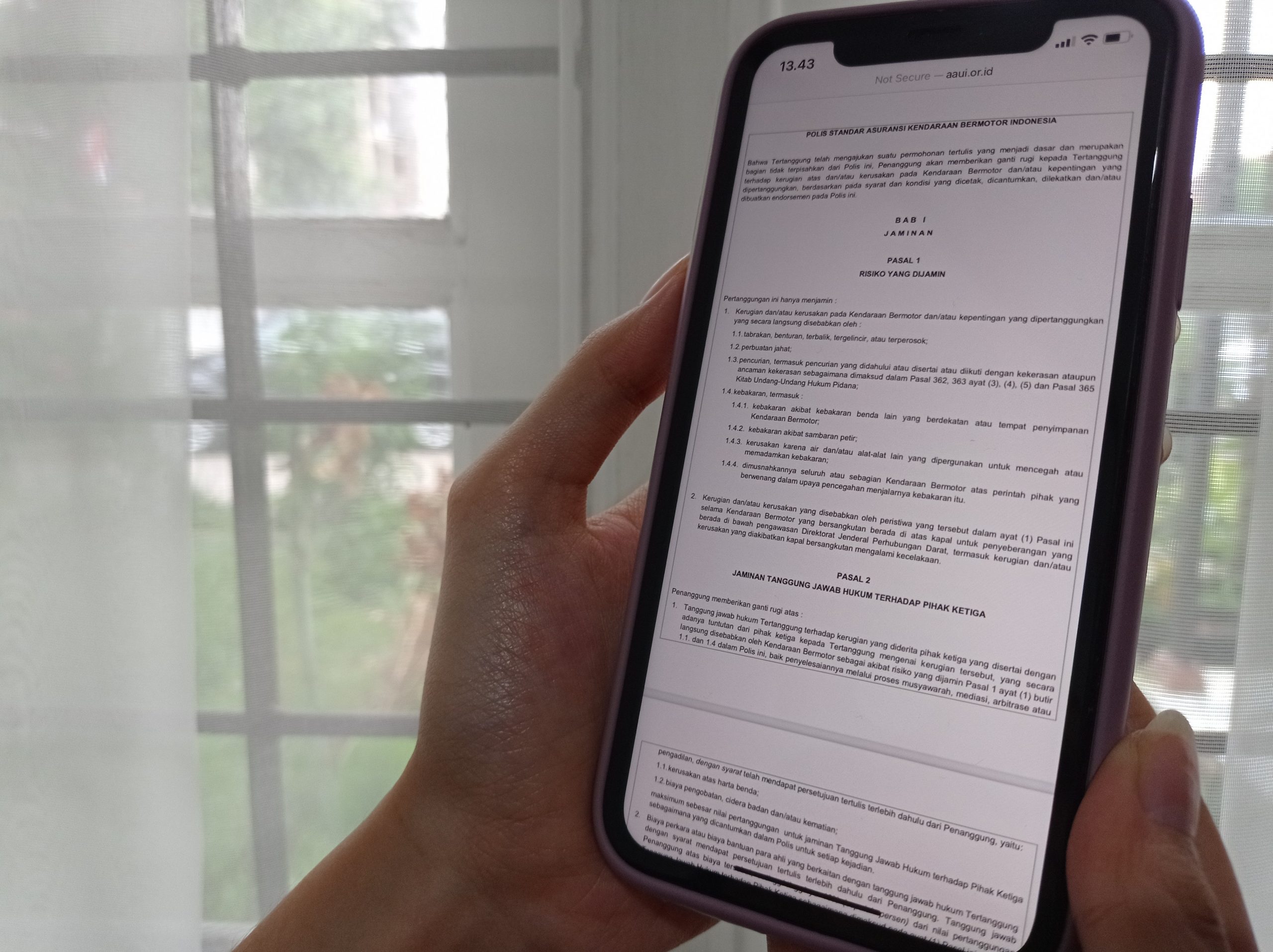 Bab I Polis Standar Asuransi Kendaraan Bermotor Indonesia (PSAKBI) mengenai hal yang dijaminkan Asuransi Kendaraan Bermotor