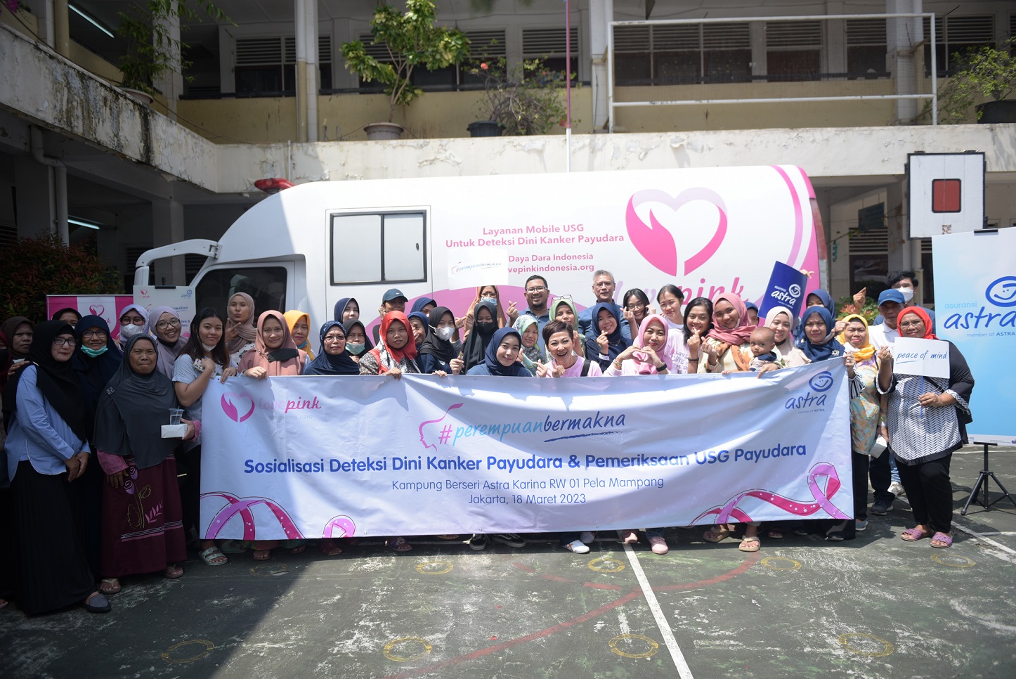Kegiatan literasi dan edukasi kesehatan kanker payudara bagi perempuan dengan berkolaborasi bersama Lovepink, organisasi nirlaba yang berfokus pada kegiatan sosialisasi deteksi dini kanker payudara bagi sesama perempuan, ini merupakan bagian dari kampanye #PerempuanBermakna yang diinisiasikan oleh Asuransi Astra dalam mendukung SDG’s poin 5, mencapai kesetaraan gender dan memberdayakan kaum perempuan selama bulan Maret 2023.